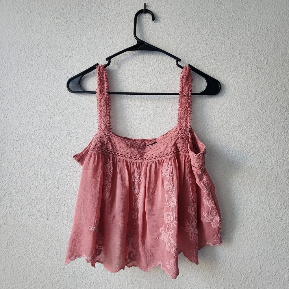 Pink Embroidered Women's Top